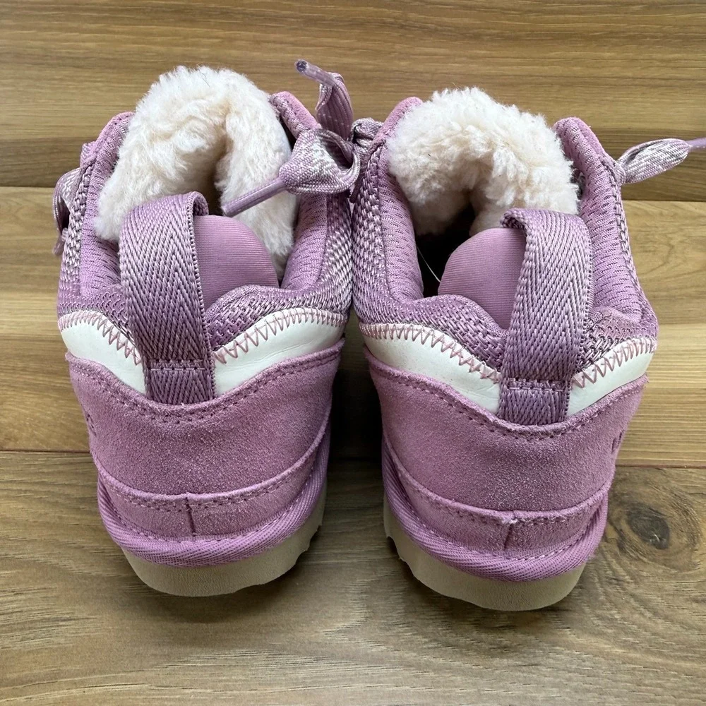 UGG Lowmel Sneakers Youth Big Girls Size 6 Pink Suede Sherpa Y2K Streetwear